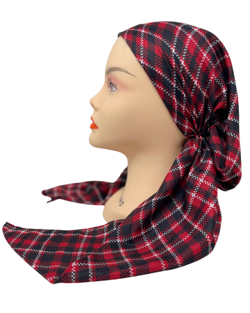 It's Younique PP-PL-RD Red and Black Plaid Pre-Tied Bandanna with Velvet Grip Myselflingerie.com
